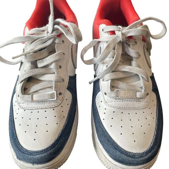 Nike Air Force 1 low: White and Red Sneakers with Grey Accents size 4.5 - Picture 3 of 7